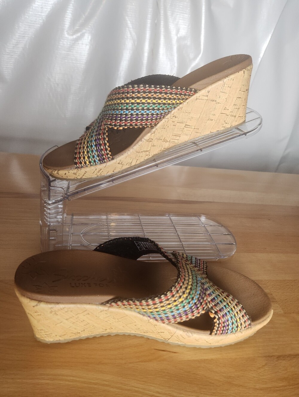 Skechers Cali Beverlee Delighted Wedge Sandals Luxe Foam Cork Women 8 Comfort